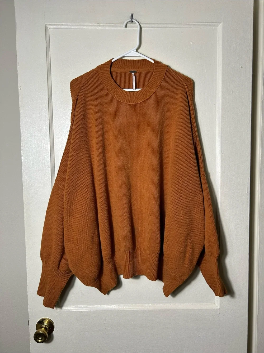 Free people orange brown easy street slouchy oversized sweater womens L